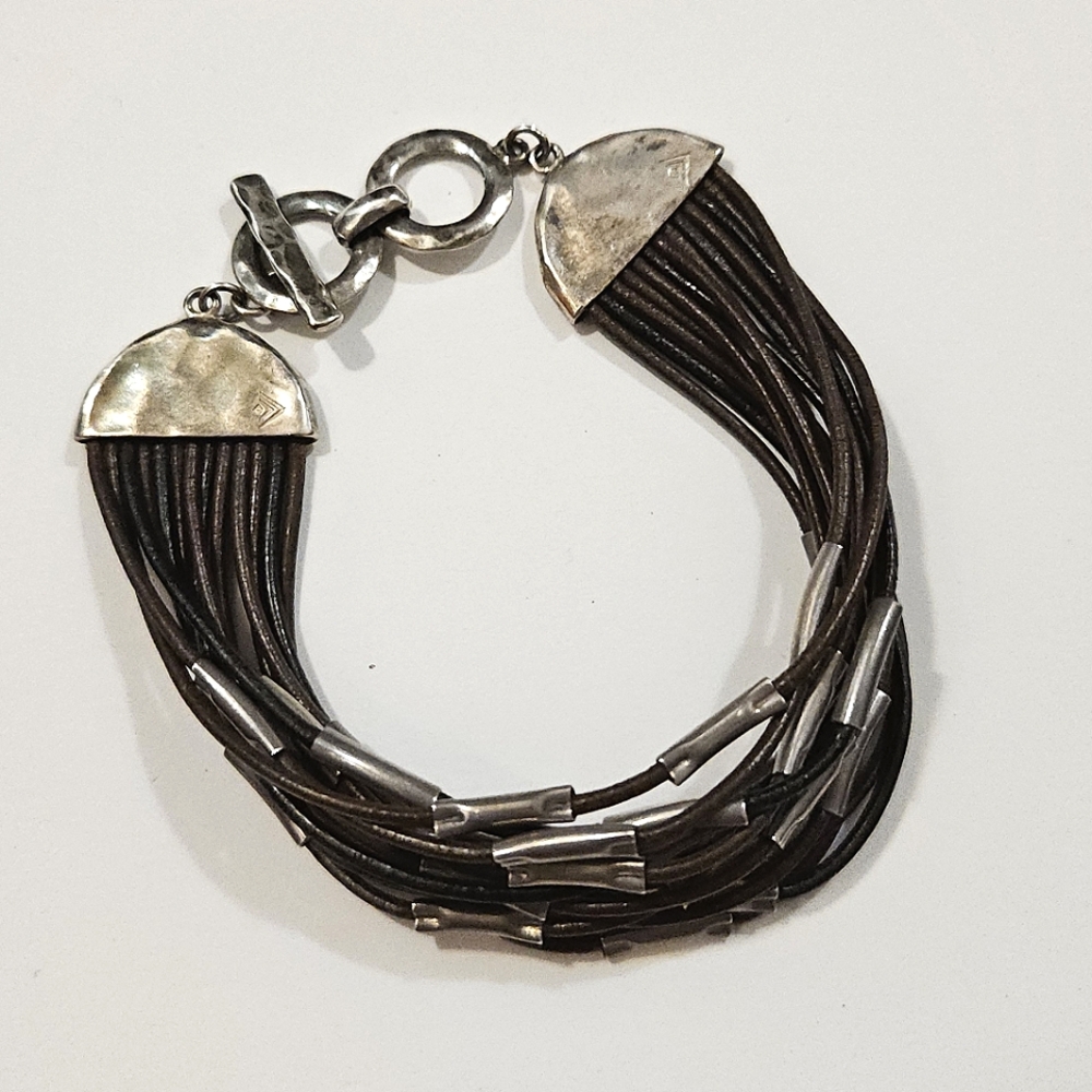 Silpada Sterling Silver and Leather Speed of Light Bracelet B2183